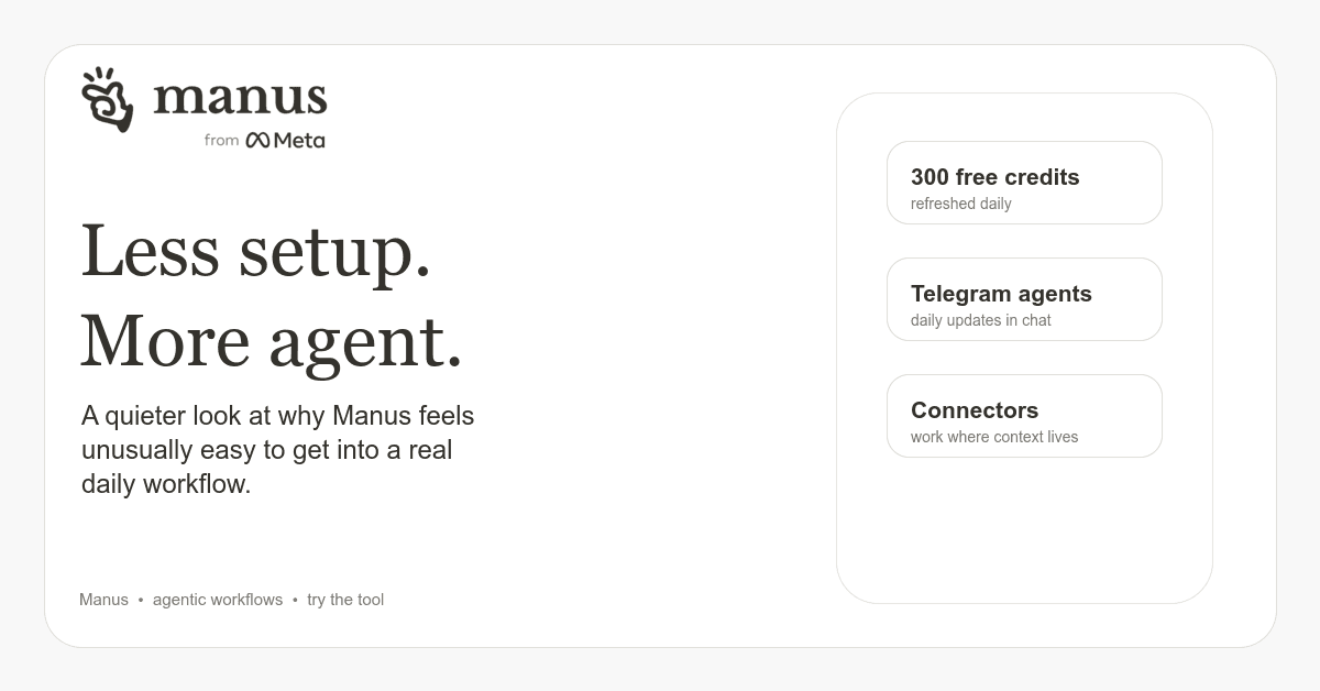 Less setup, more agent, on a warm cream editorial banner