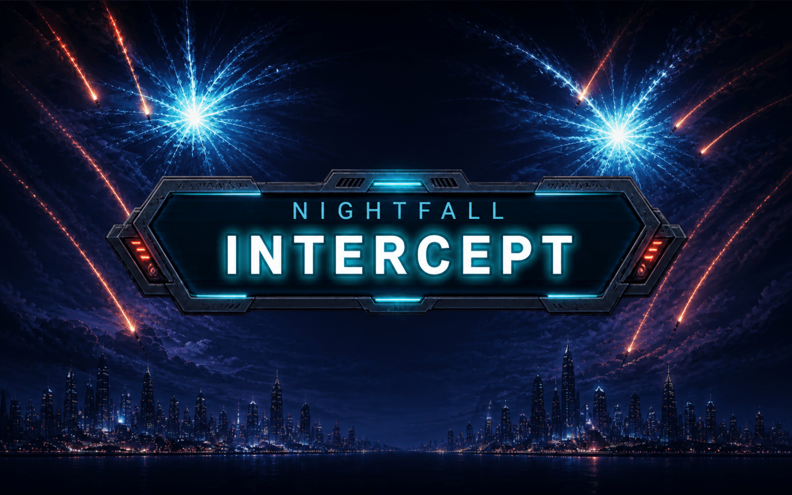 Nightfall Intercept game cover over a city under missile attack